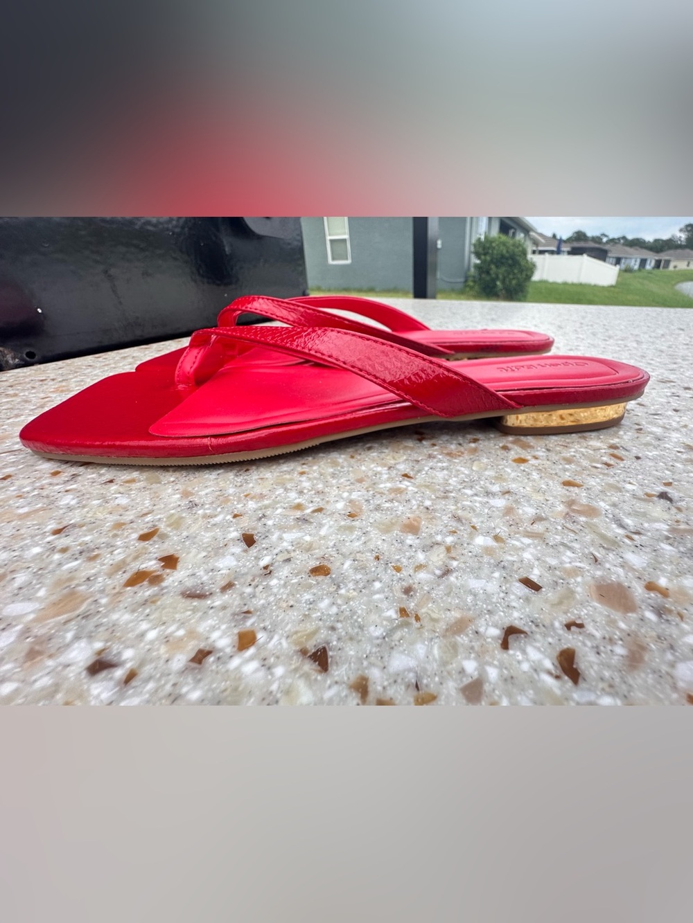 Open Edit New Red Square-Toe Thong Sandals for Women. Sz 7.5 - Picture 2 of 8
